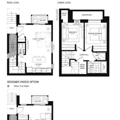 The Echo End Main Residence floor plan — 815 sq. ft.