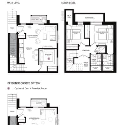 The Prism End Main Residence floor plan — 961 sq. ft.